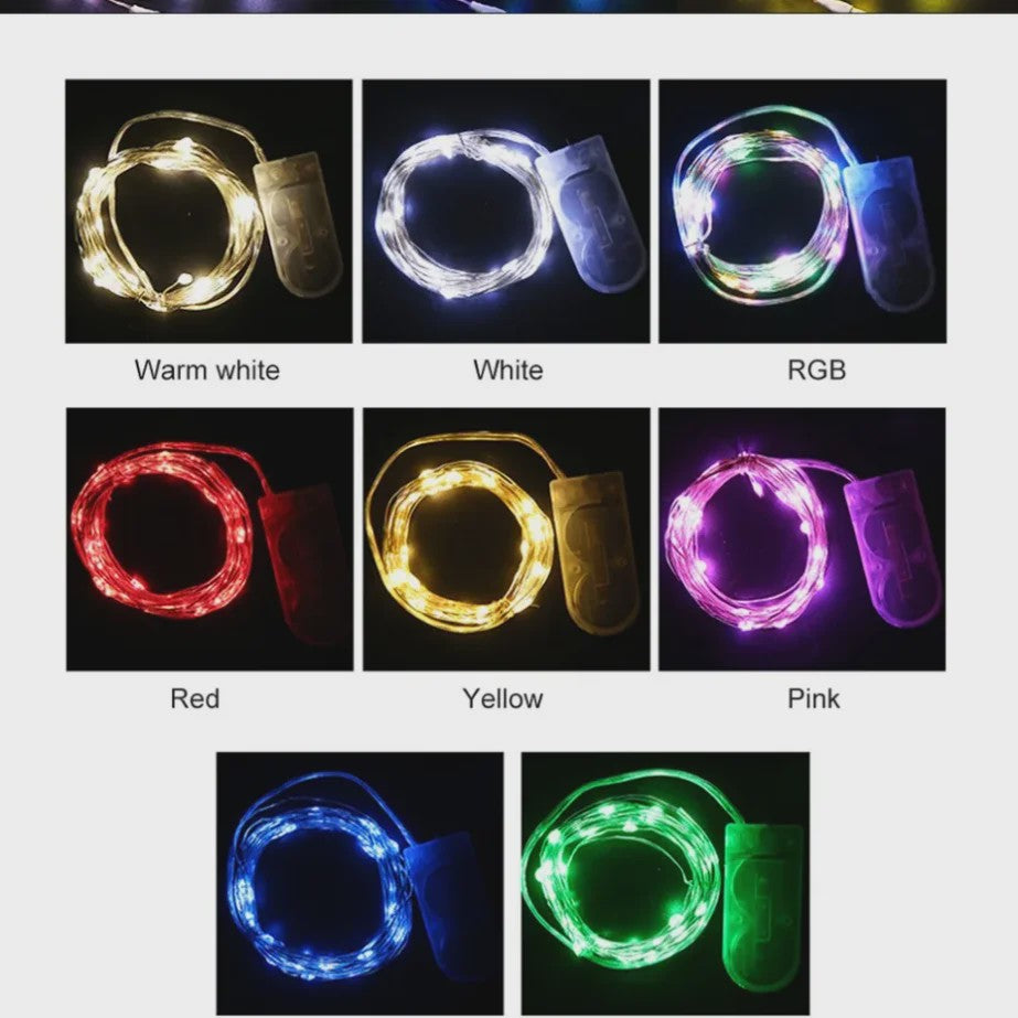 Set van 10x LED Koperdraad Lichtjes - 1m tot 5m - Sfeerverlichting voor Feest, Bruiloft, Kerst & Decoratie