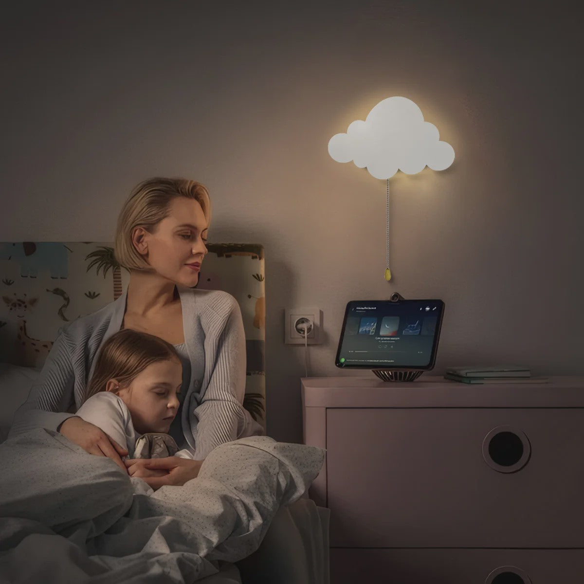 Zwevende Wolk Wandlamp - Sfeervol Nachtlampje voor Kinderkamer, Werkt op Batterijen