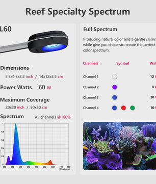 PopBloom RL60 WiFi Full Spectrum LED Aquariumlamp voor Zoutwater Reef Aquaria