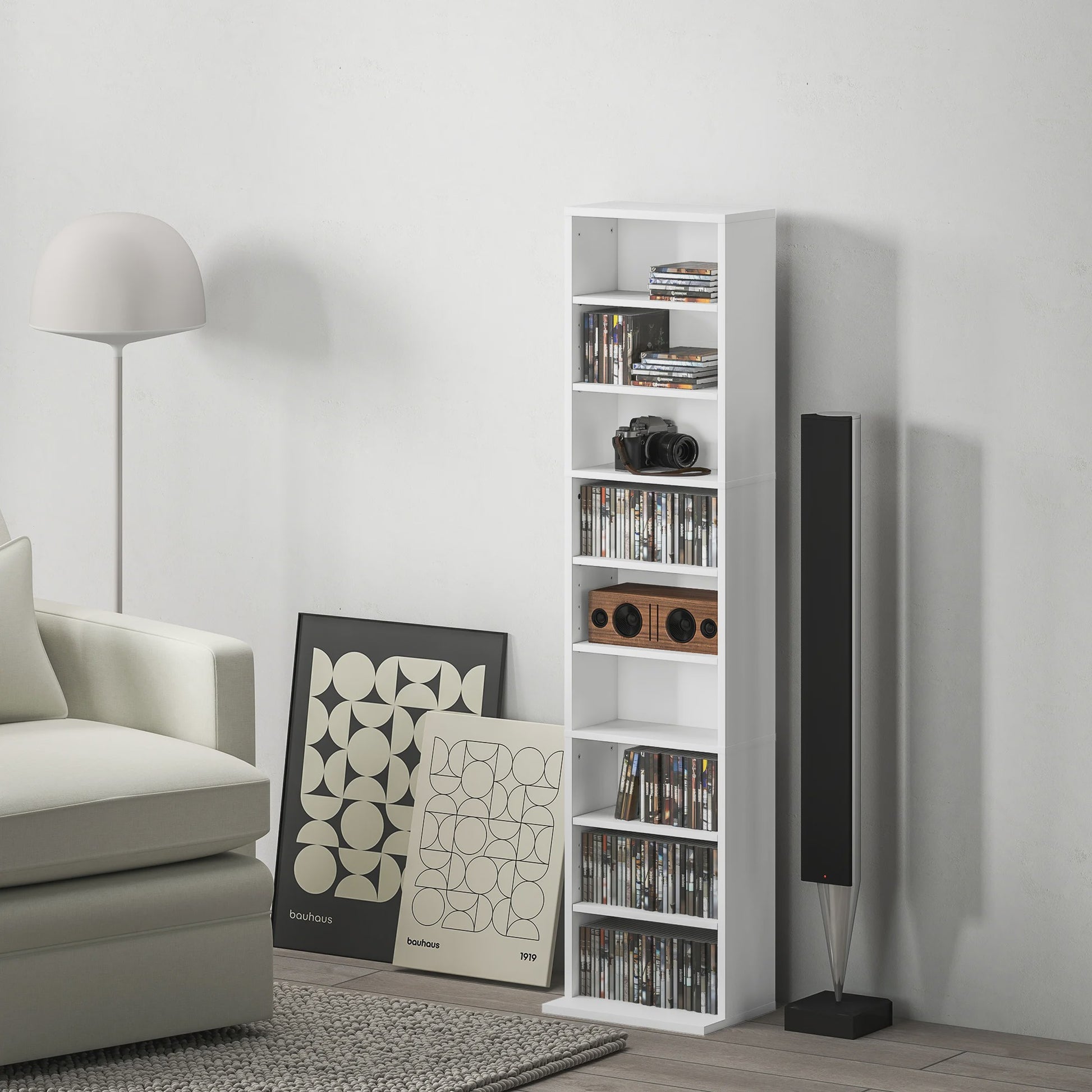 HOMCOM Multimediakast - 260 CD/DVD Opslag - 9 Vakken & 6 Planken