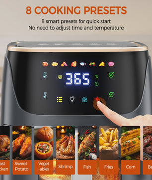 7L Airfryer met Zichtvenster - 1500W, Digitaal Touchscreen, Vaatwasserbestendig