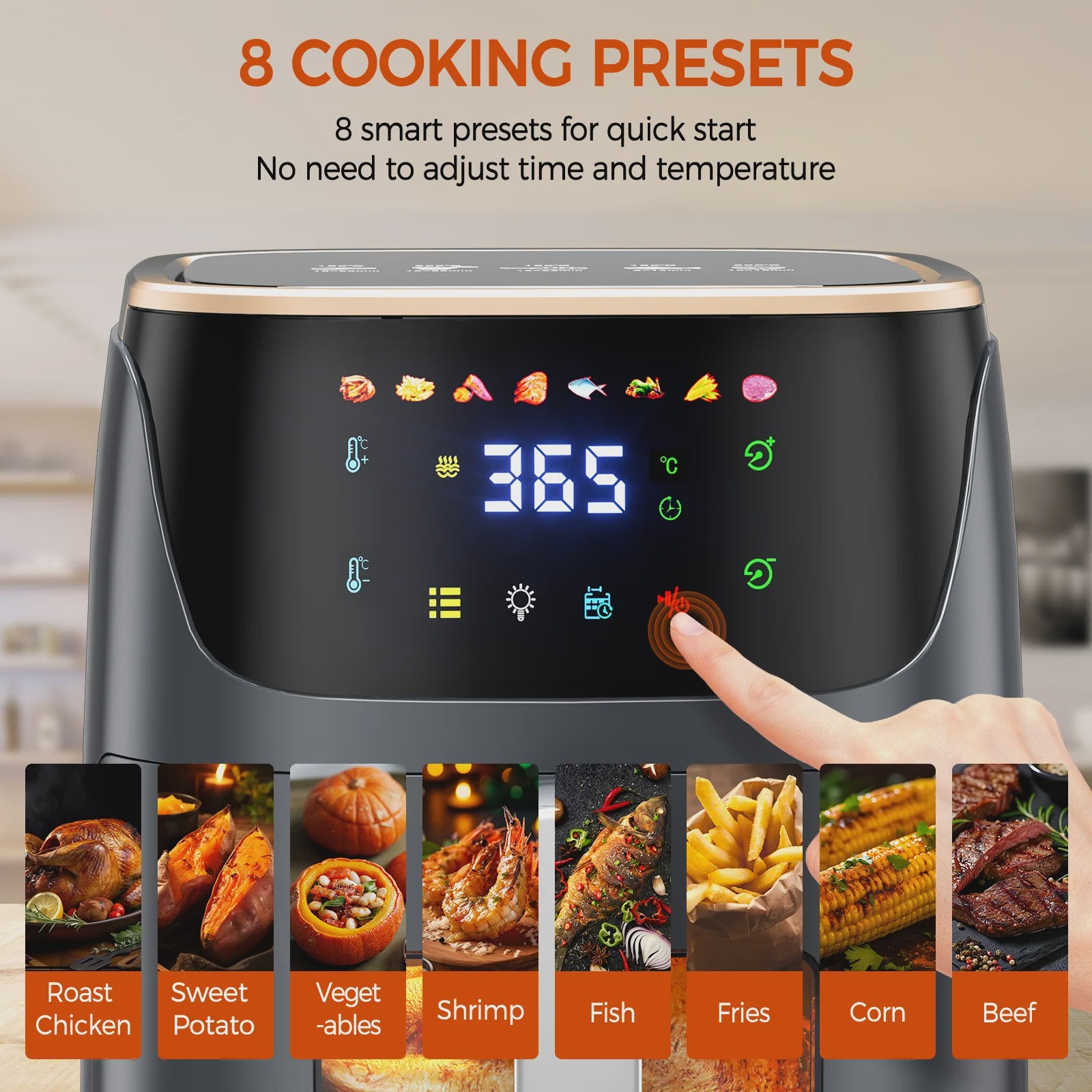 7L Airfryer met Zichtvenster - 1500W, Digitaal Touchscreen, Vaatwasserbestendig