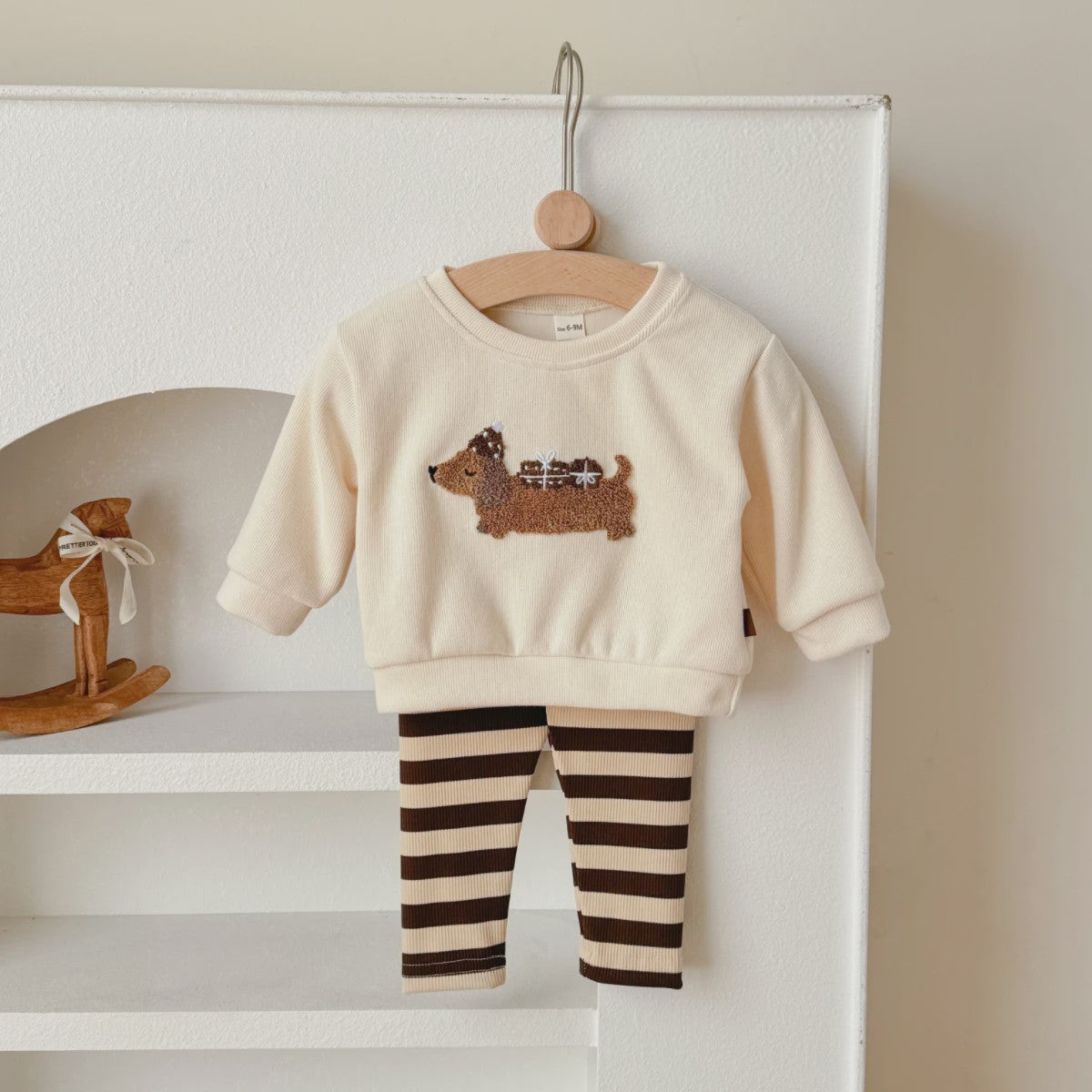 Schattige Baby Jongens & Meisjes Trainingspak Set met Cartoon Puppy | Lange Mouwen Outfit