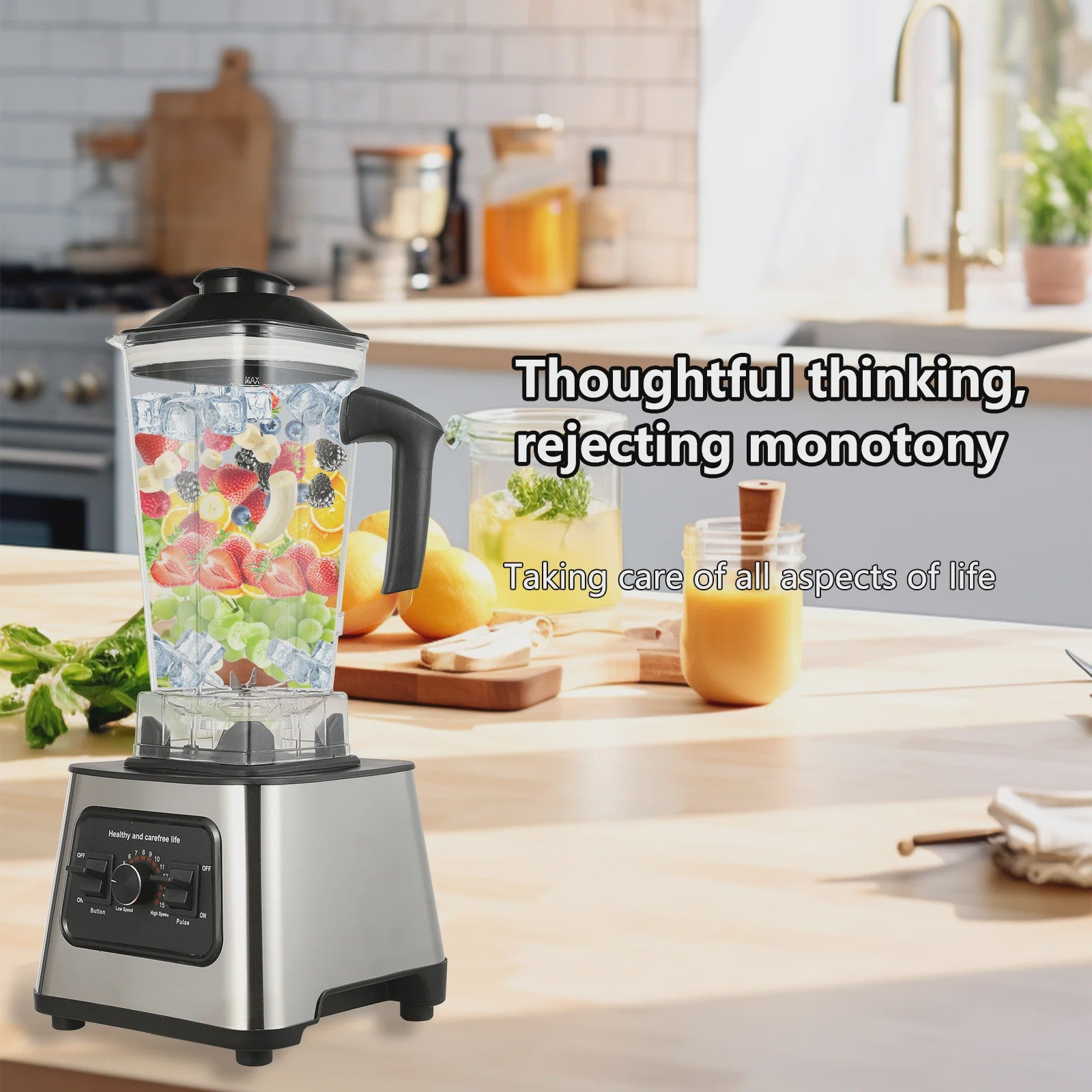 Professionele 2-in-1 Blender: 800W, 27000RPM, 2L+0.5L Dubbele Jars, IJs Crushen, Malen & Smoothies