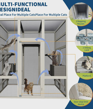 Grote Kattenren (Catio) 70'' - Waterdicht, UV-Beschermd, met Rustboxen en Platforms