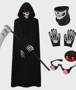 Kinderkostuum Doodskop Grim Reaper met Kap, Zeis en Accessoires - Halloween