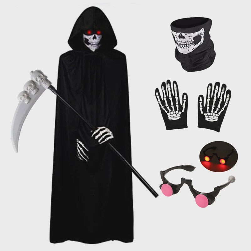 Kinderkostuum Doodskop Grim Reaper met Kap, Zeis en Accessoires - Halloween