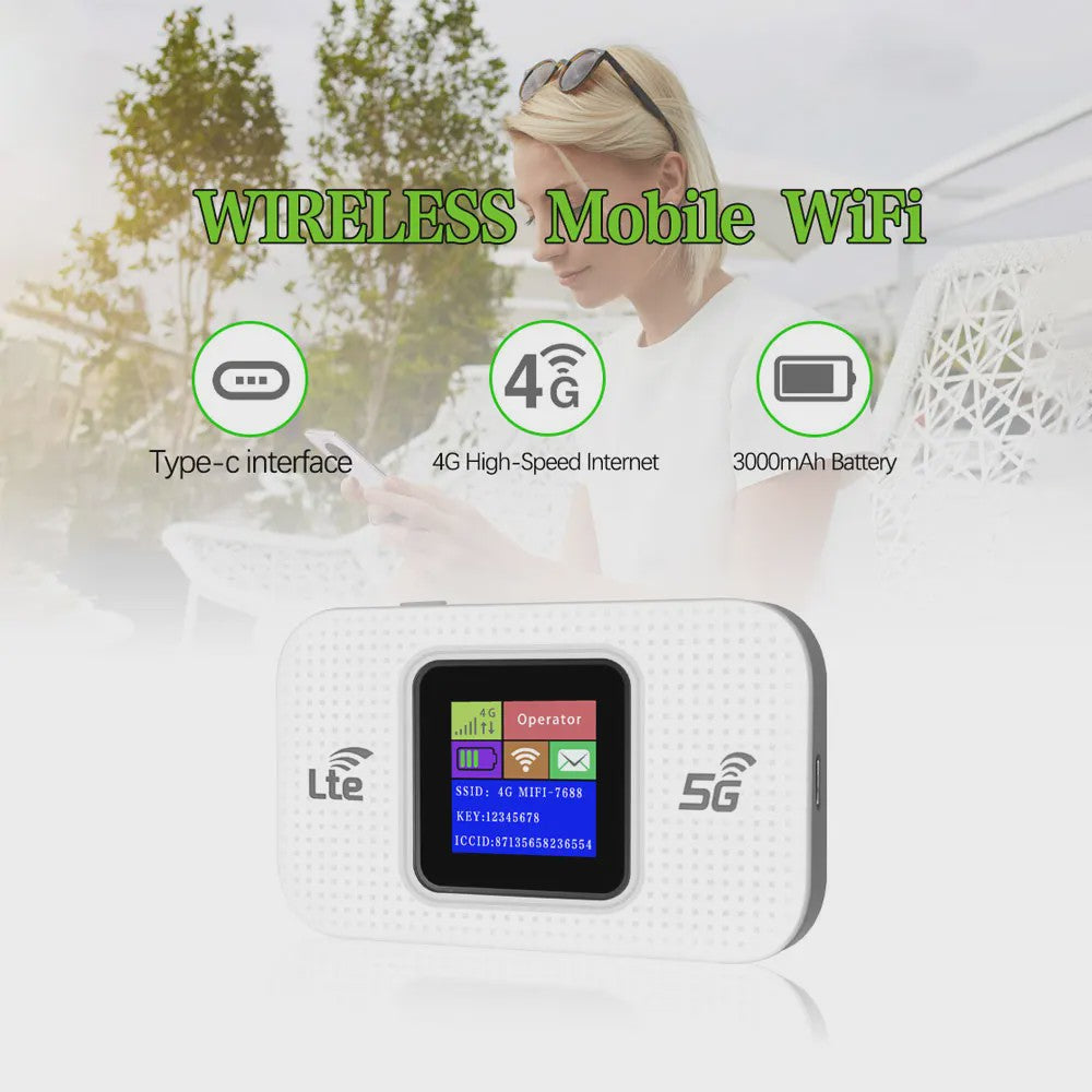 Draagbare 4G LTE WiFi Router - 300Mbps Hotspot Modem met Kleurenscherm