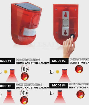 Draadloze Zonnesensor Alarm met Sirene & Strobe Licht - Tuin & Huisbeveiliging