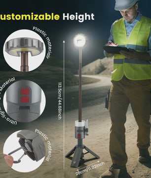 Telescopische Oplaadbare Campinglamp met Statief - LED Spotlight & Tafellamp met 4 Modi