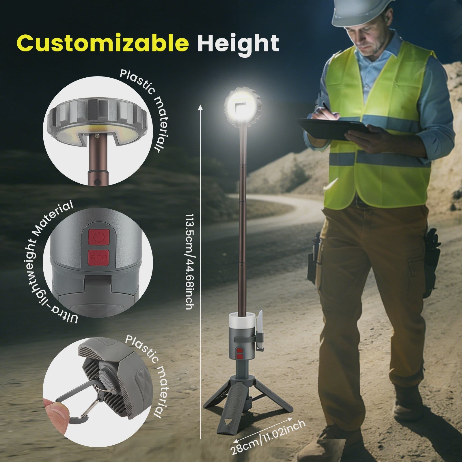 Telescopische Oplaadbare Campinglamp met Statief - LED Spotlight & Tafellamp met 4 Modi