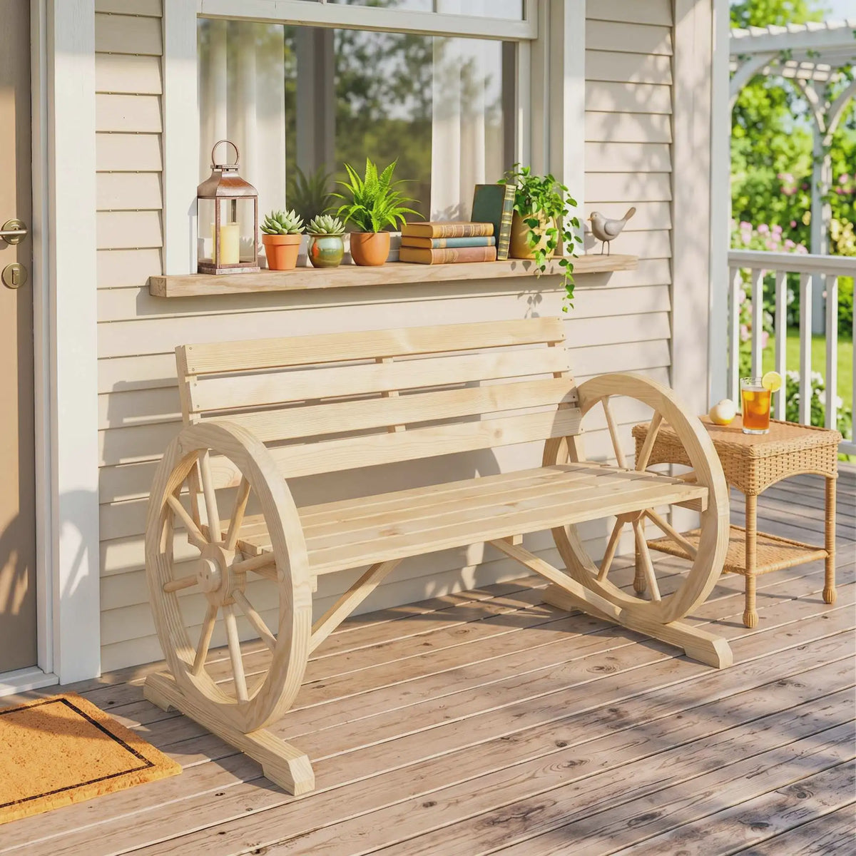 Houten Tuinbank 2-Persoons met Karwiel Design - Stevig en Duurzaam tot 240 kg