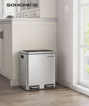 RVS Afvalscheidingsbak met 2x15L Emmer en Voetpedaal - 30L