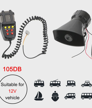 12V Auto Alarm Systeem: Luidspreker, Megafon, Sirene & Hoorn met Microfoon