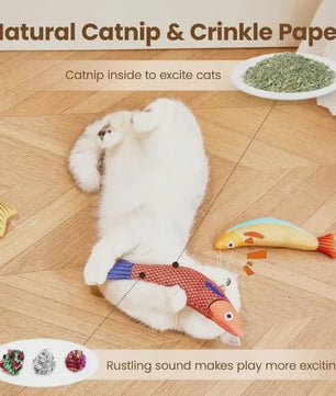 Interactieve Katten Speelgoed Vis met Catnip en Knettergeluid - Stimuleert Spelen en Tandenpoetsen