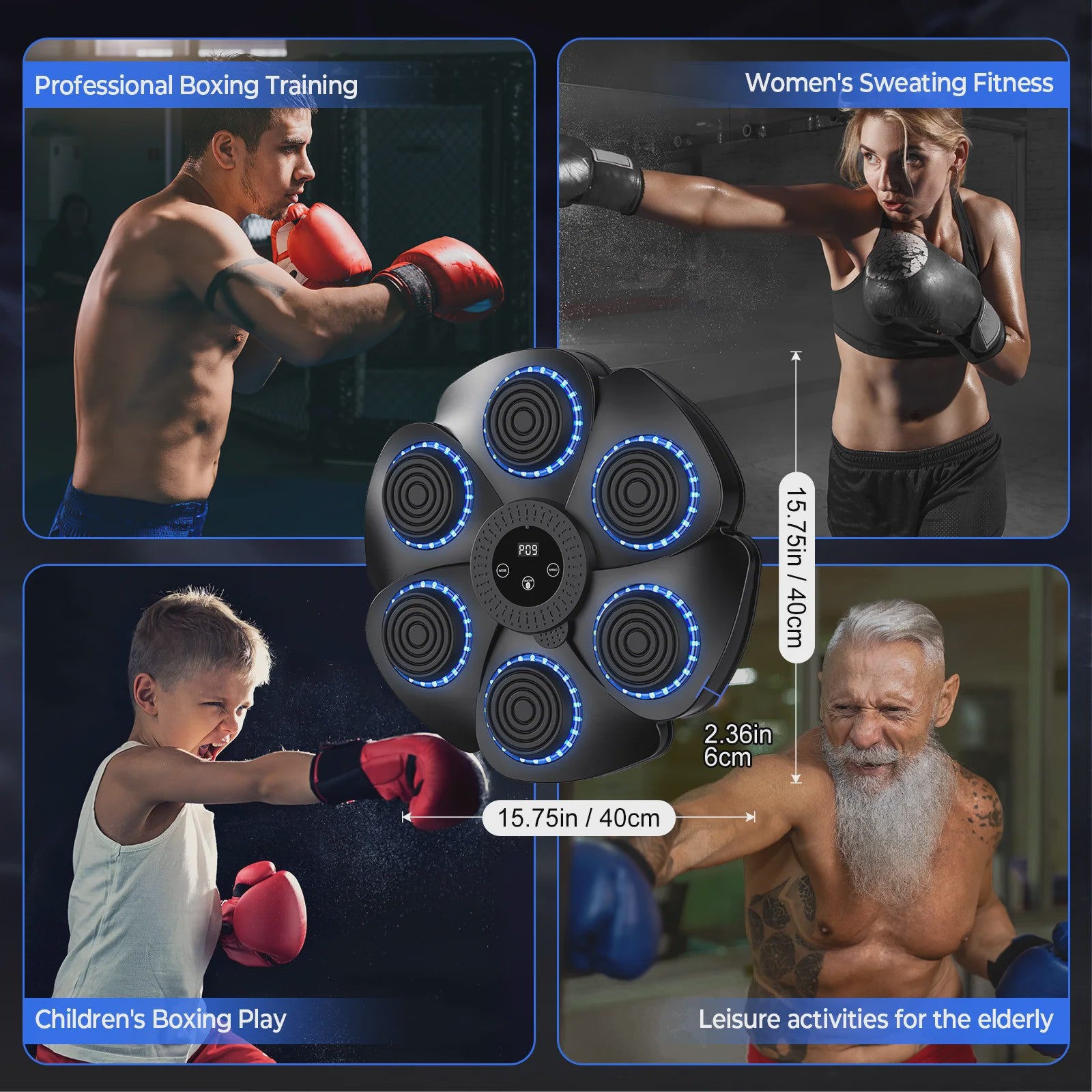 Slimme Muzikale Bokstrainer - Wandmontage Fitnessapparaat met LED Targets