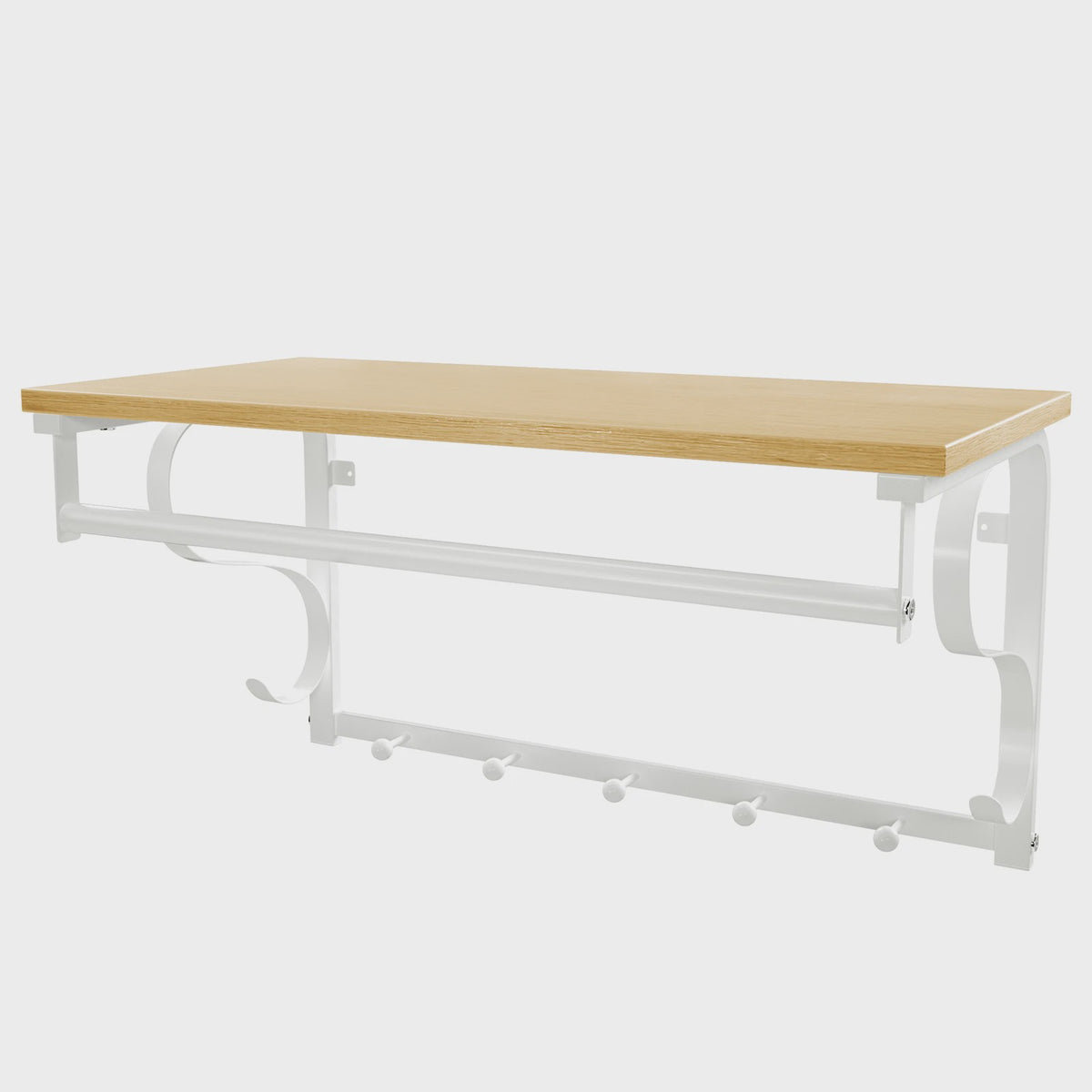 VASAGLE Wandkapstok met Plank en 5 Haken - 60x30x31.7 cm