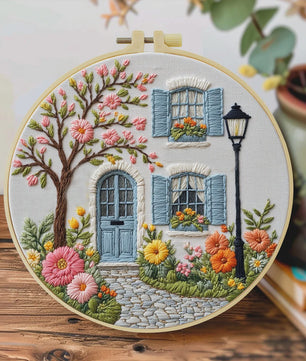 Borduurpakket 'De Tuin voor de Deur' - DIY Handwerk Kit 20x20cm
