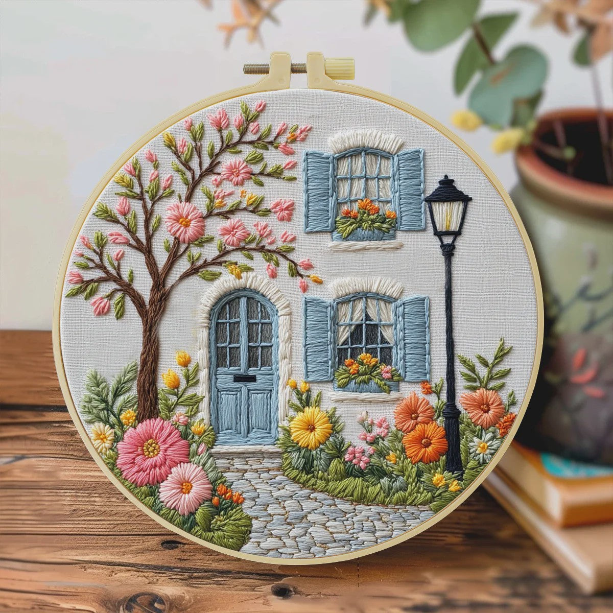 Borduurpakket 'De Tuin voor de Deur' - DIY Handwerk Kit 20x20cm