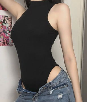 Zwarte Mouwloze Bodycon Jumpsuit - Stijlvolle Streetwear Bodysuit