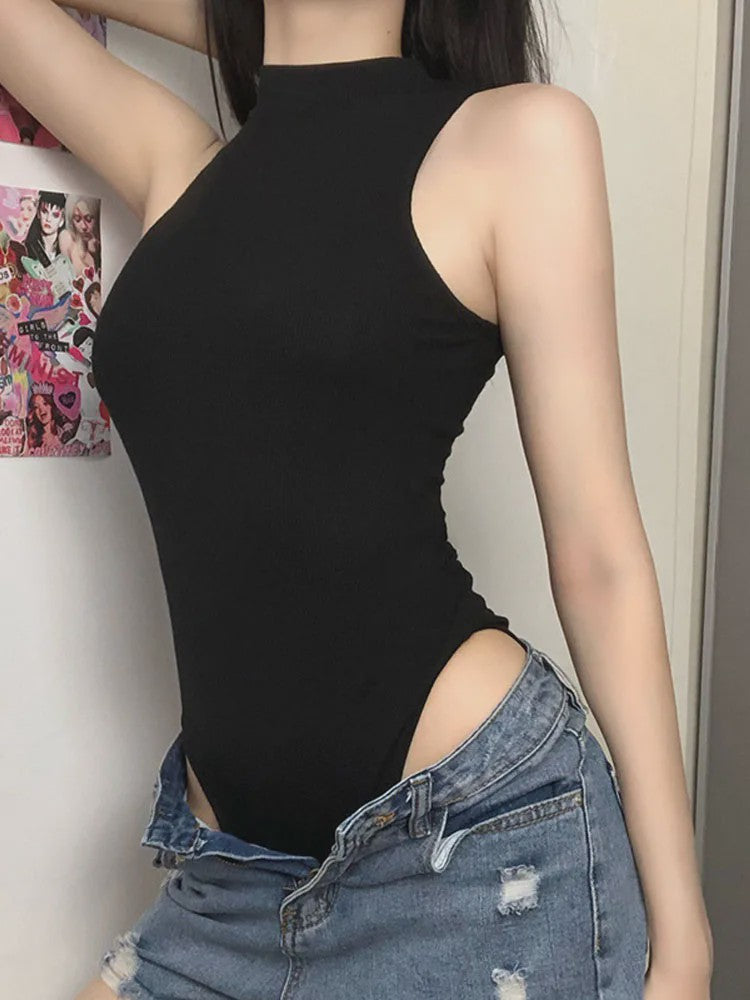 Zwarte Mouwloze Bodycon Jumpsuit - Stijlvolle Streetwear Bodysuit