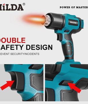 HILDA 21V Draadloze Hete Lucht Föhn - Oplaadbaar, Compatibel met Makita Batterij, Inclusief Mondstukken