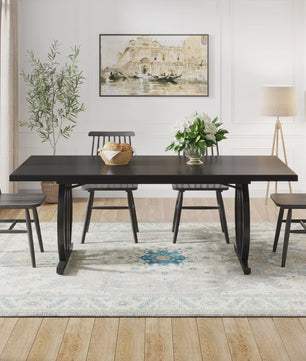 Industriële Eettafel 160 cm voor 4-6 Personen - Zwart met Zwaar Metalen Frame