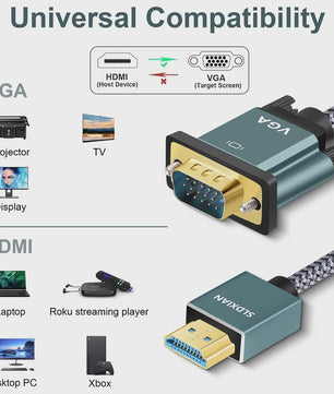 HDMI naar VGA Kabel - Aluminium, Nylon Gevlochten, Vergulde Connectoren - 1080P