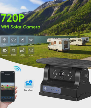 Draadloze Solar Auto Camera HD 720P met Nachtzicht & WiFi - IP67 Waterdicht