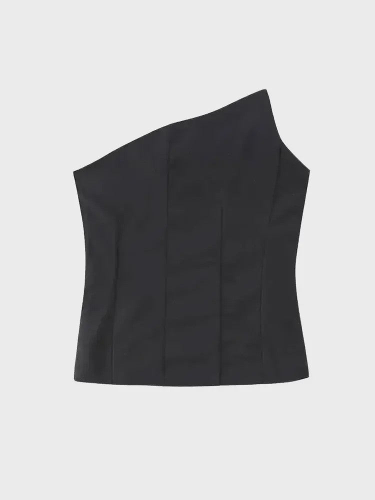 Asymmetrische Dames Bustier Top - Sexy Backless Design met Ritssluiting aan de Zijkant