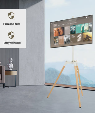 Vrijstaande TV Standaard Tripod voor 32-65 inch Schermen | Kantelbaar & In Hoogte Verstelbaar | Wit