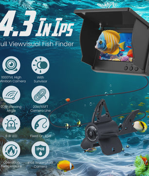 Fish Finder Underwater Camera 1080P HD 4.3 Inch LCD Fishing Camera With 8000mAh Battery Portable Fishing Tools With Night Vision