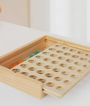 Houten Vier Op Een Rij Spel - Draagbaar Strategisch Bordspel voor 2 Spelers