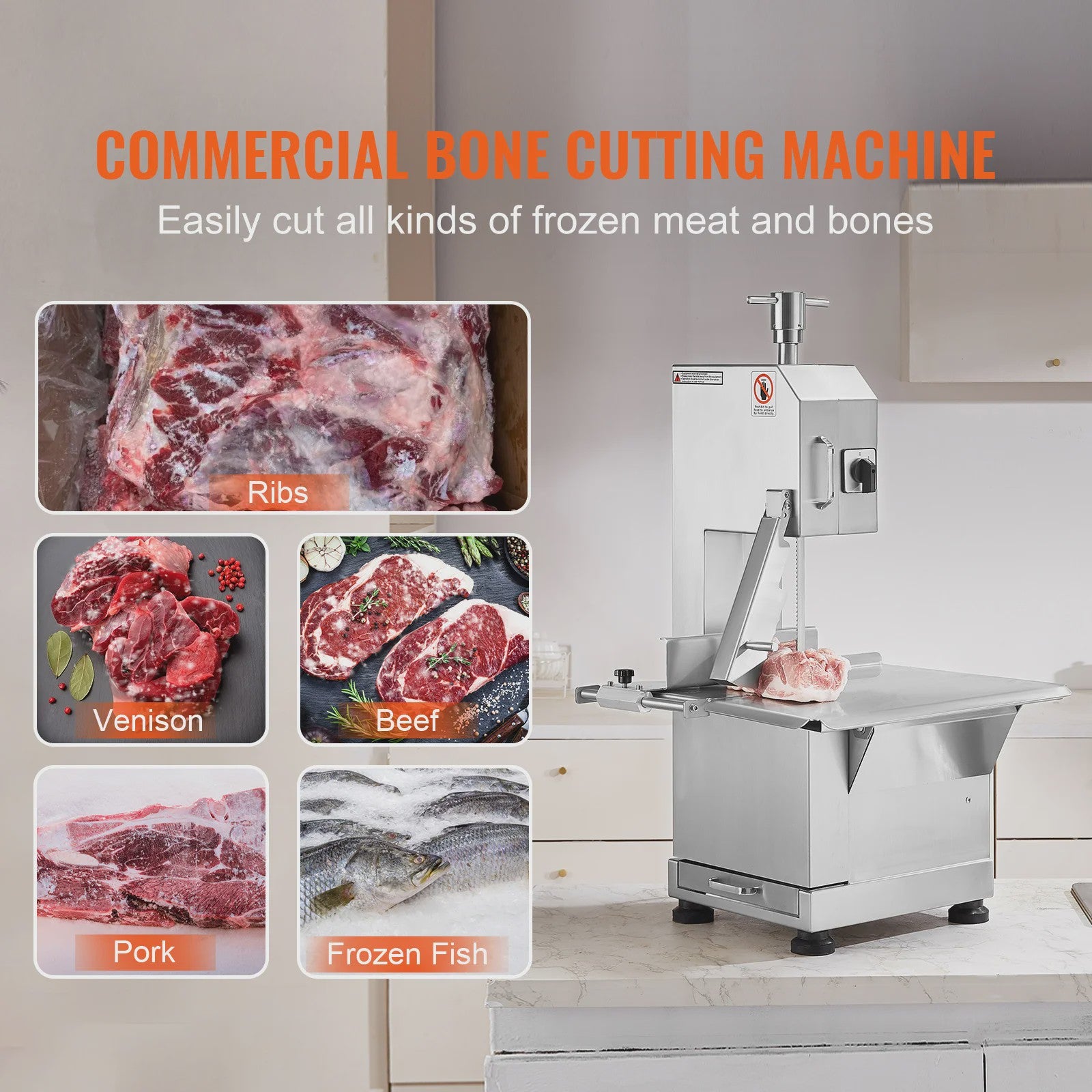 Professionele Bottenzaag Machine - RVS Tafelmodel Bandsaw voor Vlees en Botten
