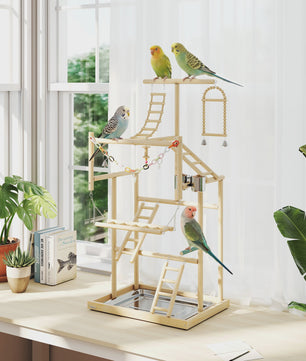 PawHut Vogel Speeltuin met Speeltjes, Schommel en Voerbak - 48x38x95 cm