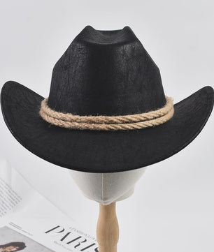 Stijlvolle Vintage Western Cowboy Hoed met Touwdecoratie - Perfect voor Feest, Reizen & Cosplay