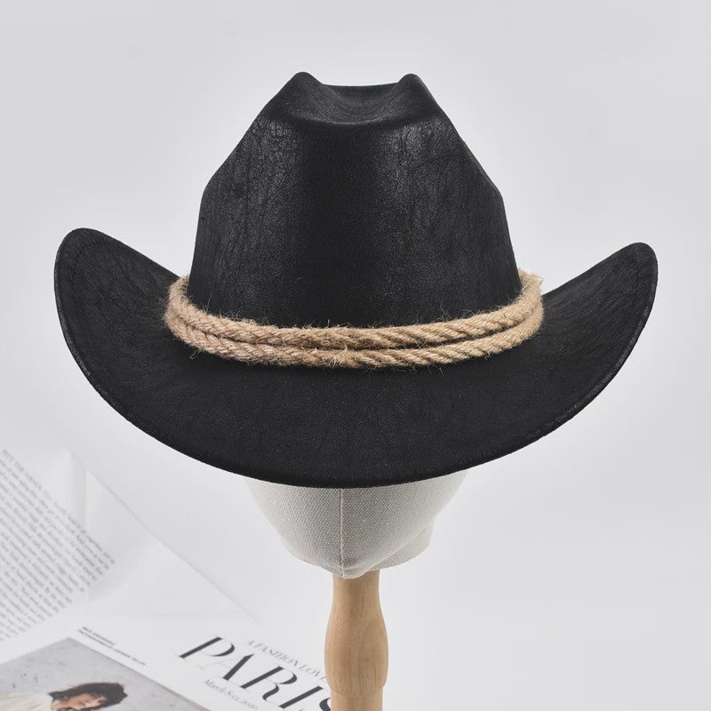 Stijlvolle Vintage Western Cowboy Hoed met Touwdecoratie - Perfect voor Feest, Reizen & Cosplay