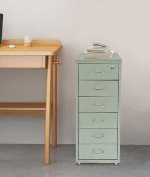 Stalen Archiefkast met Wielen en Slot - 5 Lades - 28x41x69cm