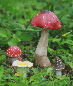Set van Decoratieve Paddenstoelen Beeldjes - Hars Tuindecoratie Ornamenten