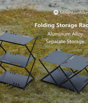 Mountainhiker Opvouwbaar 3-laags Outdoor Opslagrek - Draagbaar Kampeerrek voor Tuin, BBQ & Picknick