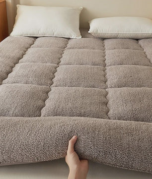 Dikke Lamsvel Matras 90x200cm - Zacht & Warm Eenpersoons Dekmatras met 3D Stiksels