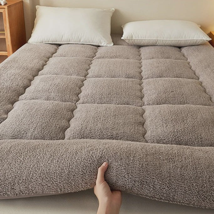 Dikke Lamsvel Matras 90x200cm - Zacht & Warm Eenpersoons Dekmatras met 3D Stiksels