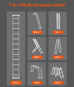 Multifunctionele Vouwladder 7-in-1 - Verstelbaar & Telescopisch voor Huis en Tuin