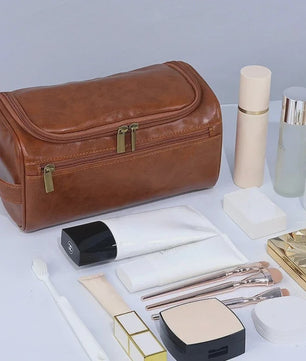 Luxe Leren Toilettas Heren Dames - Hangend & Ruim - Reis Toilettas