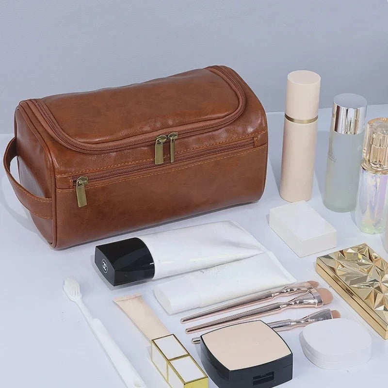 Luxe Leren Toilettas Heren Dames - Hangend & Ruim - Reis Toilettas