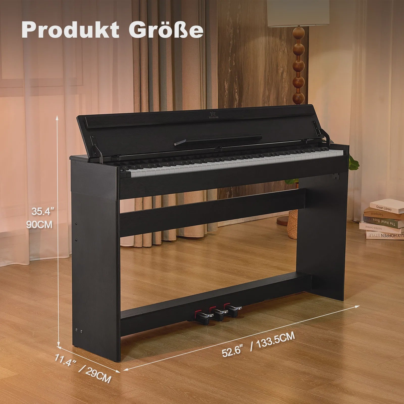 Digitale Piano 88 Semi-gewogen Toetsen met Bluetooth, MIDI en 3 Pedalen - Zwart