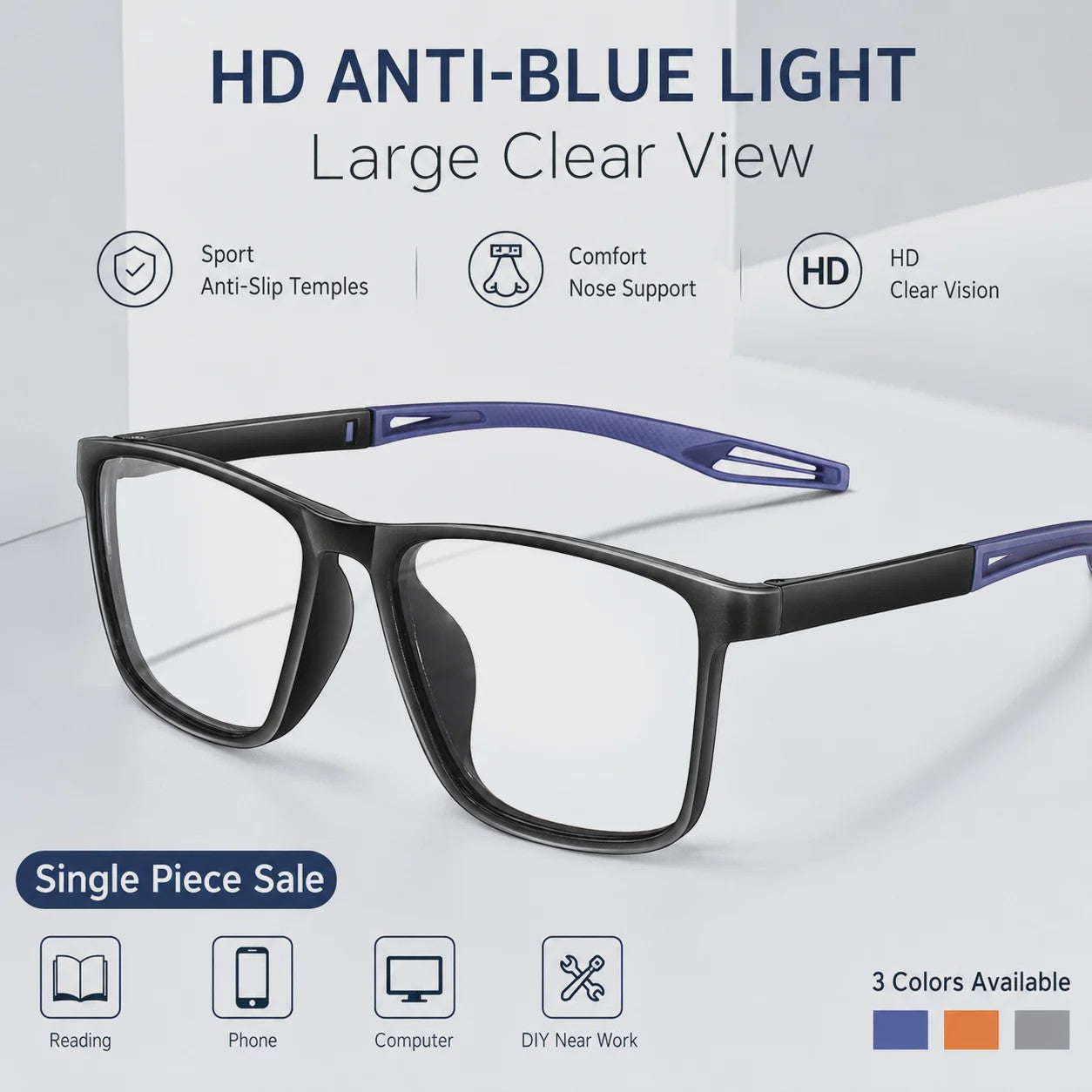 KAROS Blauw Licht Blokkerende Leesbril - Unisex Grote Frame Computerbril