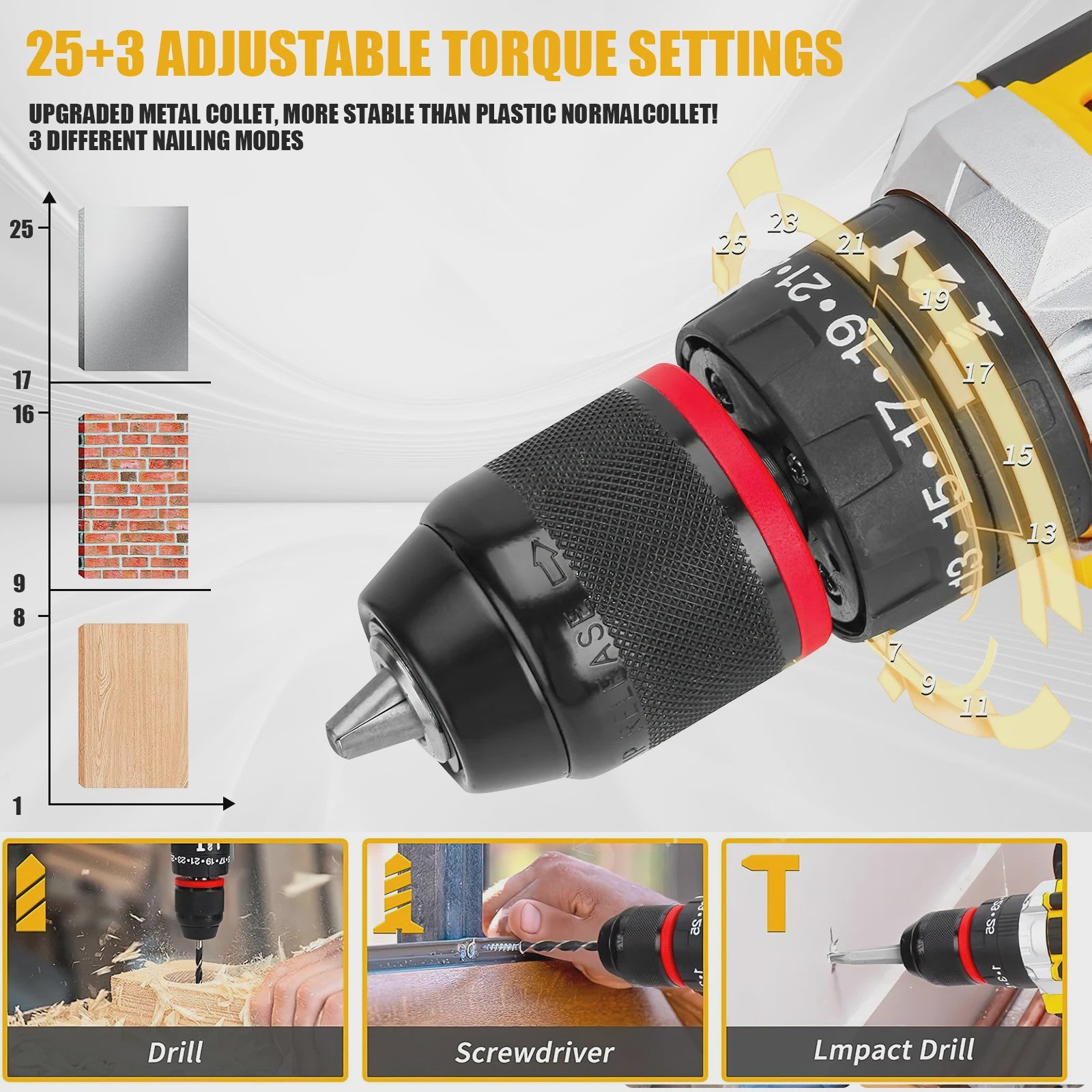 21V Accuboormachine met Klopfunctie & 120-delige Accessoireset - 45Nm Koppel, 25+3 Snelheden