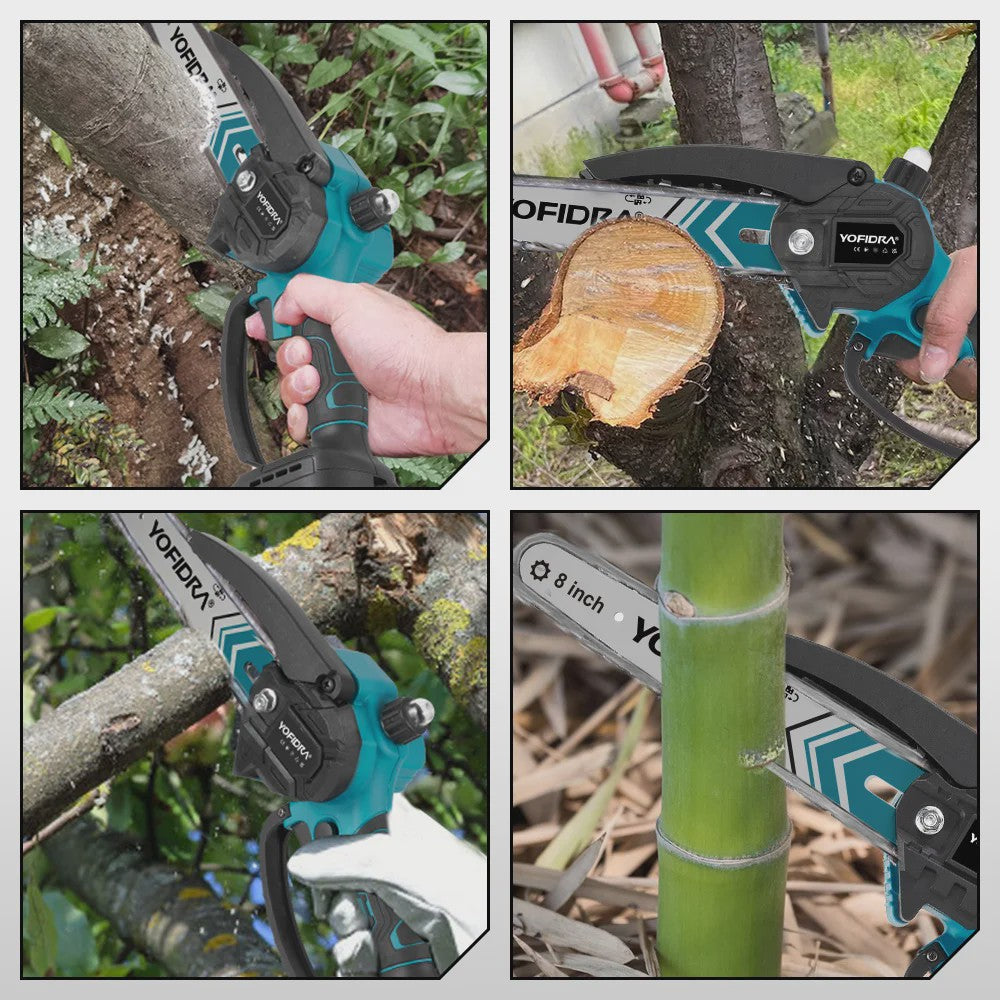 YOFIDRA Accu Snoeizaag 6 & 8 inch - Borstelloze Motor, Krachtig & Draadloos