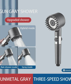 Luxe Filter Douchekop met 3 standen, Massageborstel & Regenfunctie - Verhoogt Waterdruk en Reinigt Water
